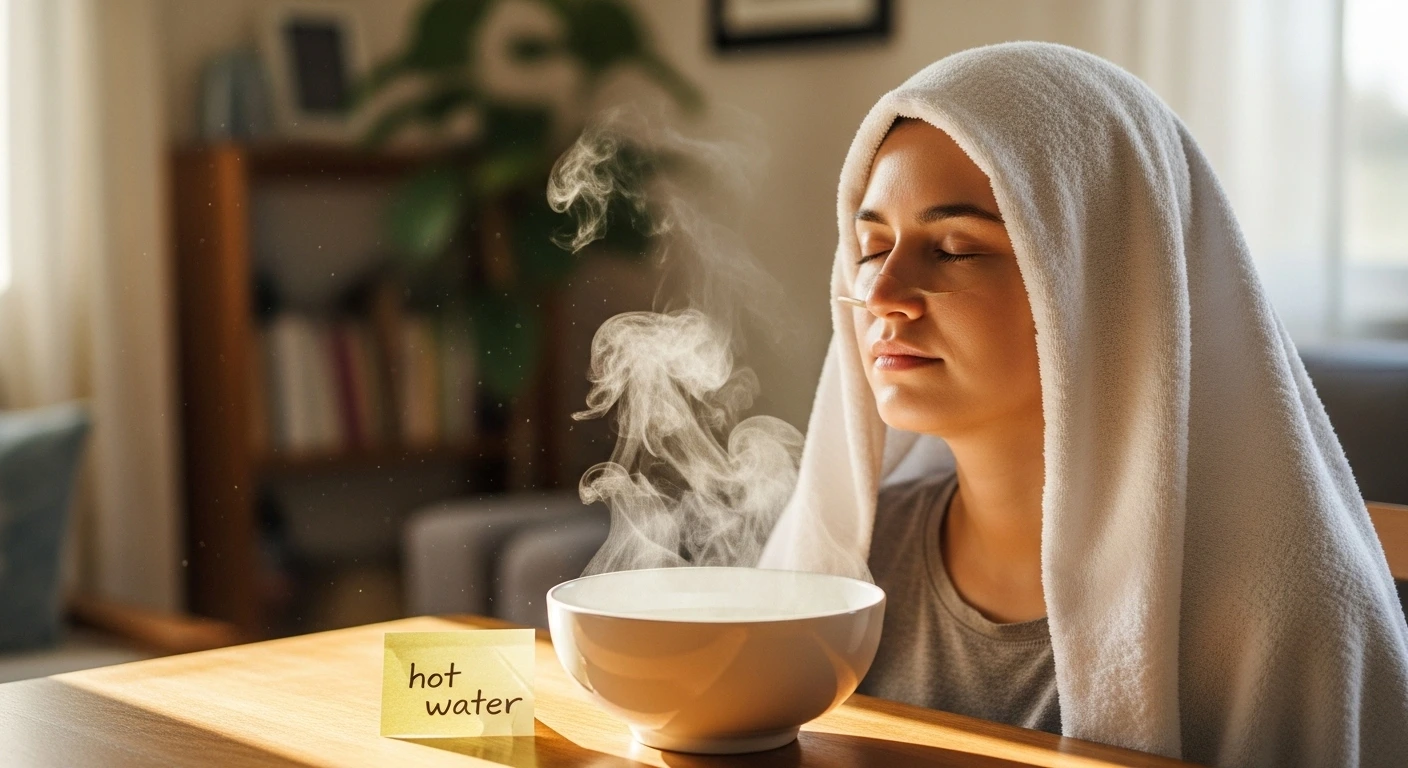 Steam inhalation at home to relieve sinus pressure and tooth pain naturally