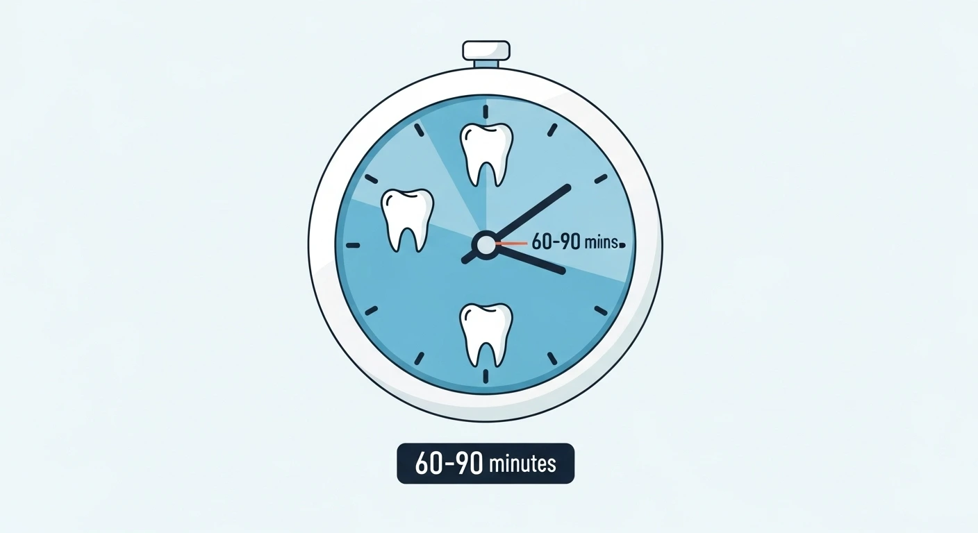 Dental infographic showing average time to fill 3 cavities