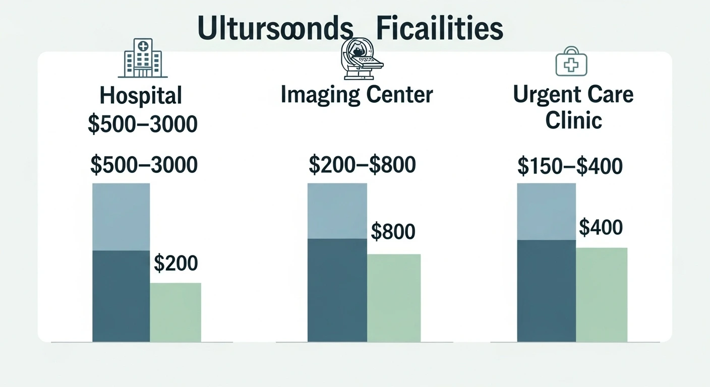 Cost comparison of ultrasound at hospital, imaging center, and urgent care without insurance.